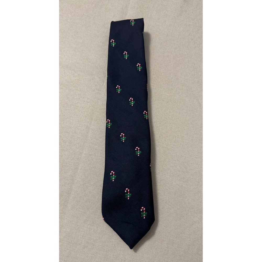 Mens Vintage‎ Haband of Patterson NJ Jim McClane Designer Navy Candy Cane Tie